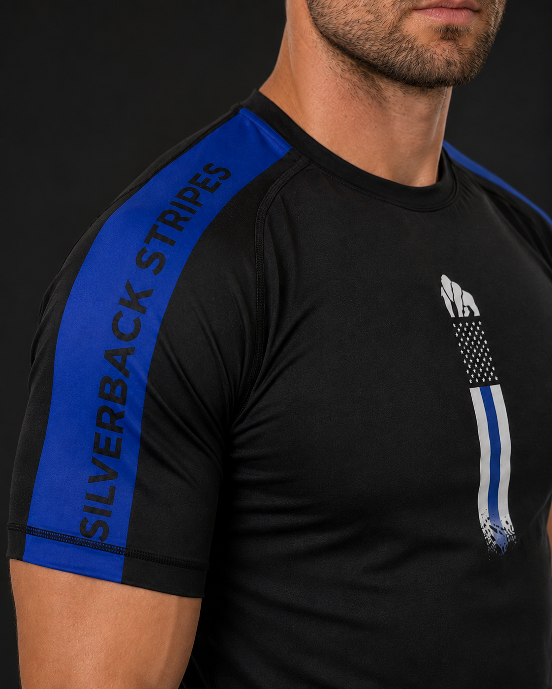 Blue Line Rash Guard – Short Sleeve