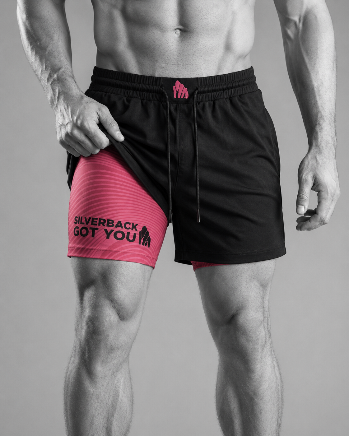 Silverback Stripes 2-in-1 MMA Fight Shorts – Red Liner