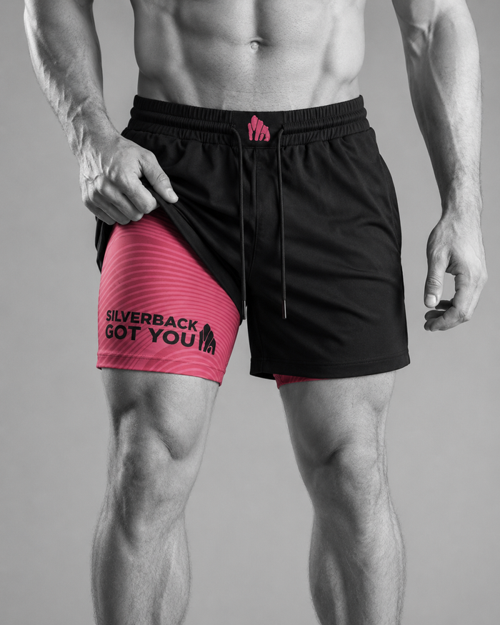 Silverback Stripes 2-in-1 MMA Fight Shorts – Red Liner